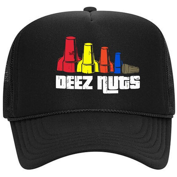 Deez Nuts Electrician's Funny Gift Foam Trucker Mesh Snapback Cap Hat - Picture 1 of 2